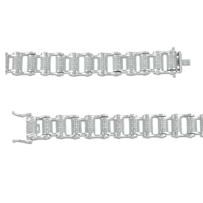 Main Image 3 of Men's 1.00 CT. T.W. Diamond Bike Chain Bracelet in Sterling Silver - 8.5"