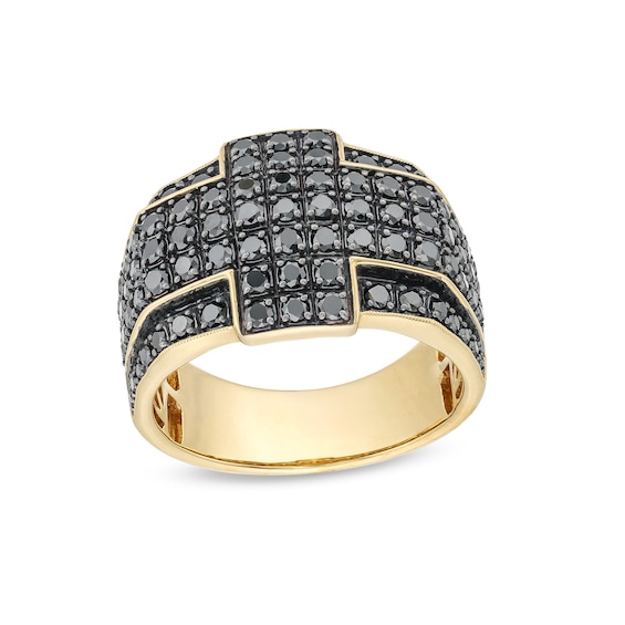 Men's 2.00 CT. T.W. Black Diamond Cross Framed Ring 10K Gold