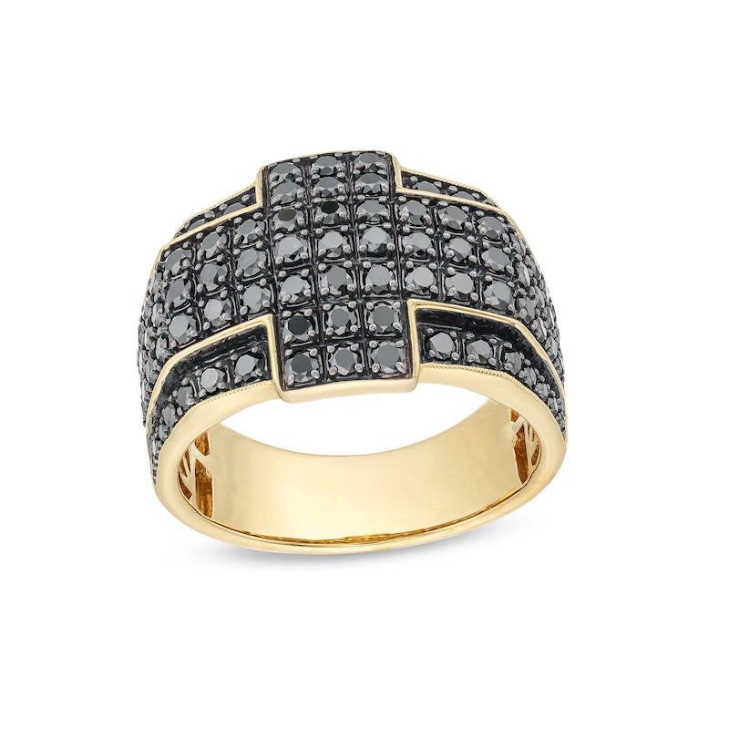Main Image 1 of Men's 2.00 CT. T.W. Black Diamond Cross Framed Ring 10K Gold