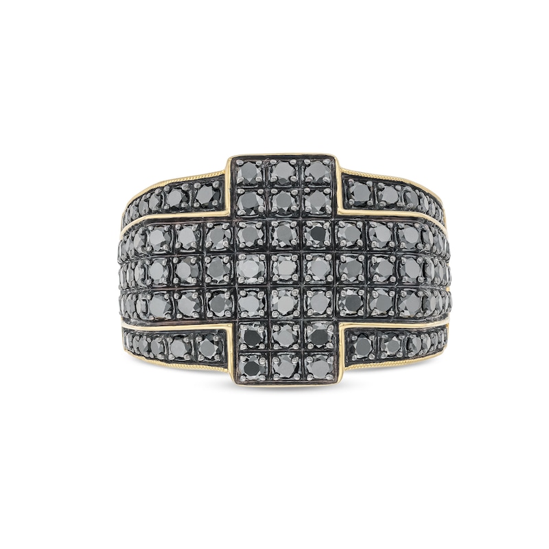 Men's 2.00 CT. T.W. Black Diamond Cross Framed Ring 10K Gold|Peoples Jewellers