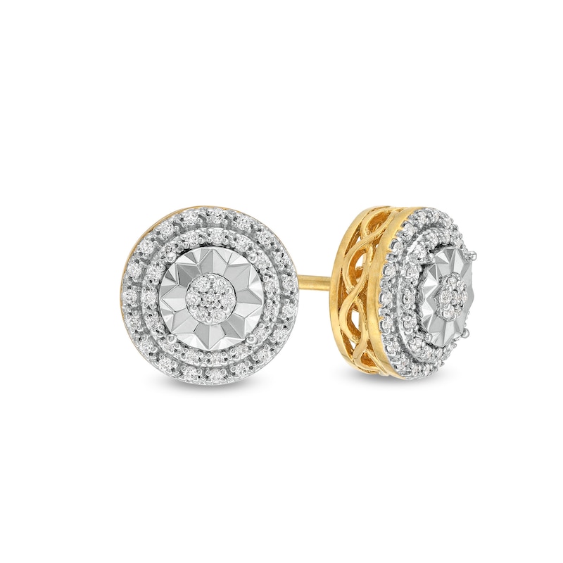 0.20 CT. T.W. Diamond Double Framed Stud Earrings in 10K Gold|Peoples Jewellers
