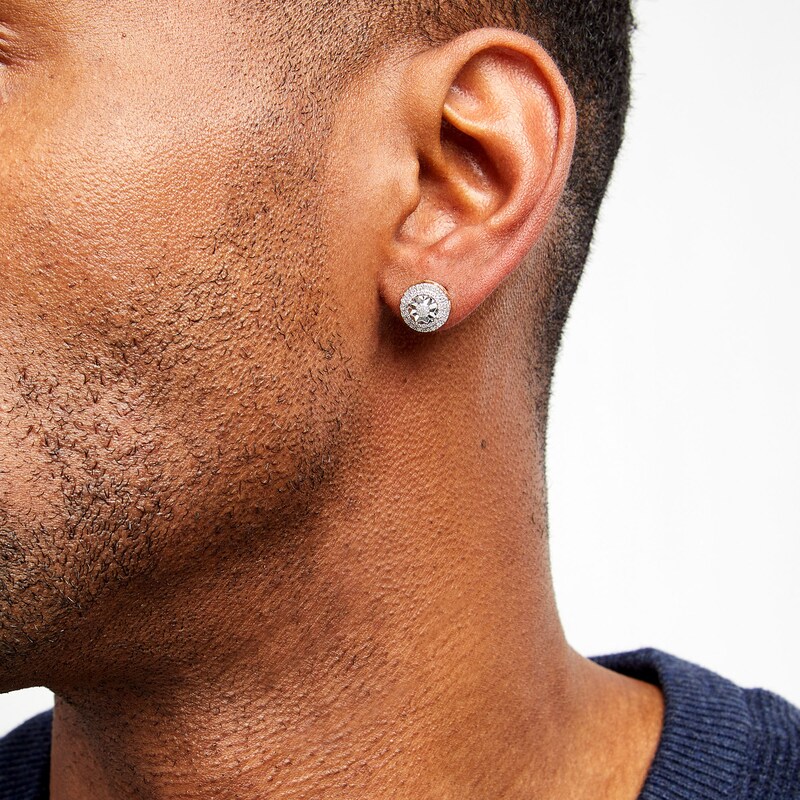 Main Image 2 of 0.20 CT. T.W. Diamond Double Framed Stud Earrings in 10K Gold