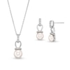 Thumbnail Image 1 of Freshwater Cultured Pearl and White Lab-Created Sapphire Pendant and Earrings Set in Sterling Silver