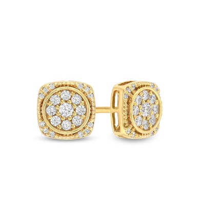 0.32 CT. T.W. Multi-Diamond Cushion-Shaped Stud Earrings in 10K Gold