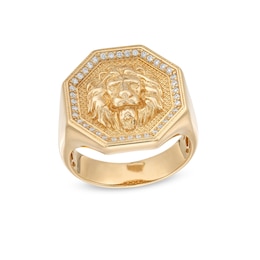 Men's 0.18 CT. T.W. Certified Lab-Grown Diamond Dimensional Lion Ring in 10K Gold (F/SI2)