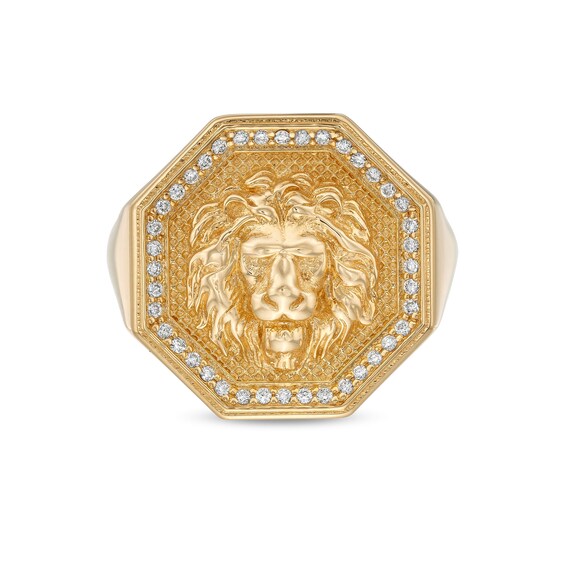 Men's 0.18 CT. T.W. Certified Lab-Created Diamond Dimensional Lion Ring in 10K Gold (F/SI2)