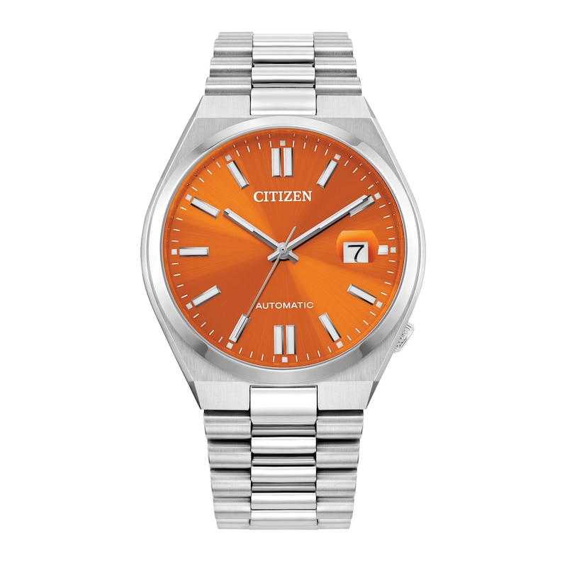 Men's Citizen Tsuyosa Automatic Orange Dial Watch in Stainless Steel (Model NJ0151-53Z)|Peoples Jewellers