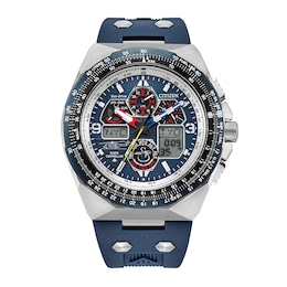 Men's Citizen Promaster Skyhawk A-T in Stainless Steel with Blue Silicone Strap (Model  JY8156-00L)