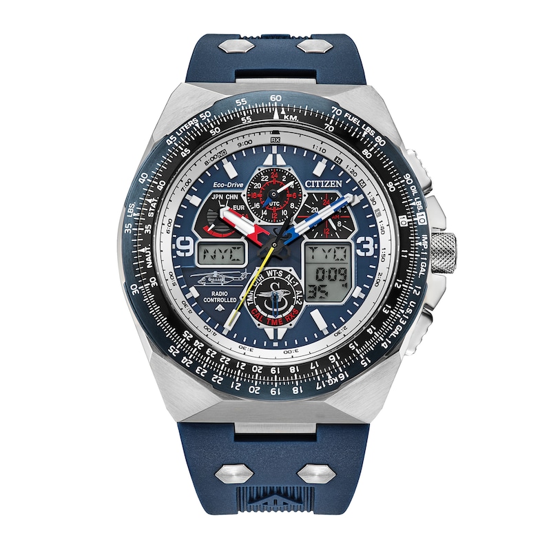 Main Image 1 of Men's Citizen Promaster Skyhawk A-T in Stainless Steel with Blue Silicone Strap (Model  JY8156-00L)