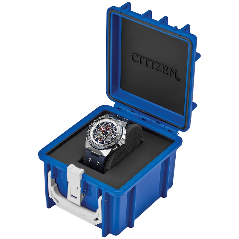 Main Image 5 of Men's Citizen Promaster Skyhawk A-T in Stainless Steel with Blue Silicone Strap (Model  JY8156-00L)