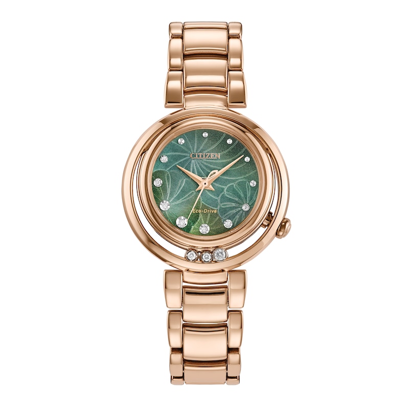 Main Image 1 of Ladies' Citizen L Arcly Diamond Accent Watch in Rose-Tone Stainless Steel (Model EM1113-58Y)