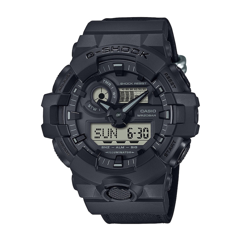 Men's Casio G-Shock Classic Analog/Digital Display Watch with Black CORDURA® Nylon Band (Model GA700BCE-1A)|Peoples Jewellers