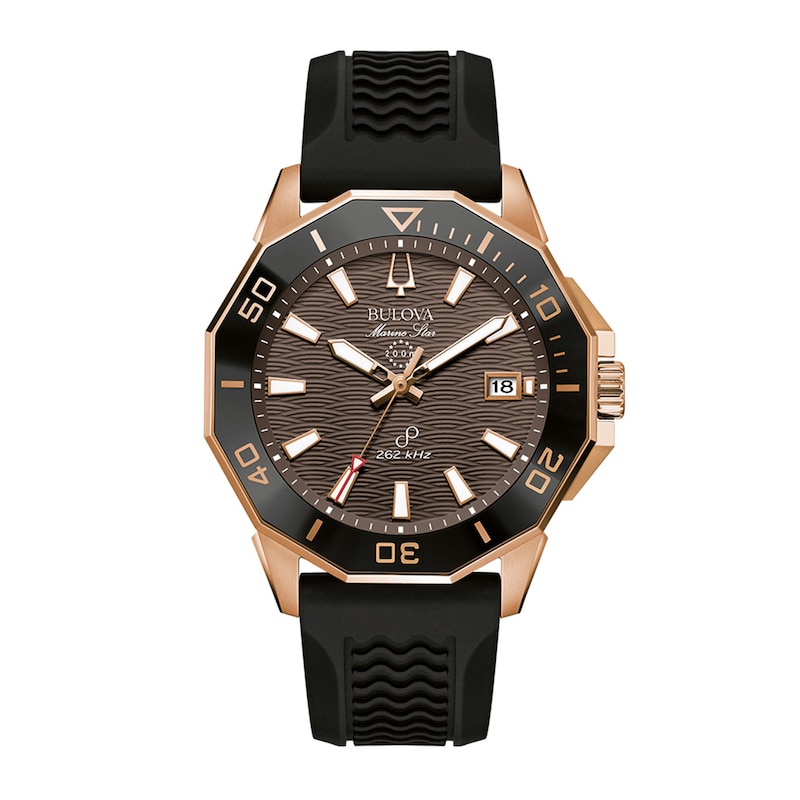 Men's Bulova Marine Star Precisionist Watch in Rose-Tone Stainless Steel (Model 98B421)|Peoples Jewellers