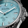 Thumbnail Image 8 of Ladies' Bulova Marine Star Blue Mother-of-Pearl and Diamond Accent Dial Watch in Stainless Steel (Model 96P248)