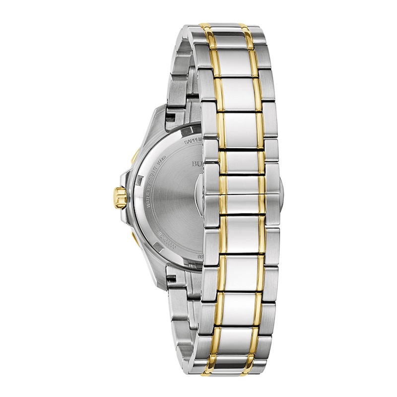 Ladies' Bulova Marine Star White Mother-of-Pearl and Diamond Accent Watch in Two-Tone Stainless Steel (Model 98P227)