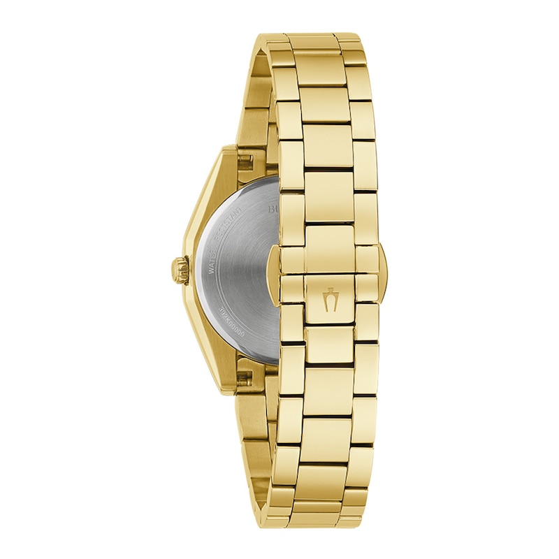 Main Image 3 of Ladies' Bulova Surveyor White Mother-of-Pearl and Diamond Accent Watch in Gold-Tone Stainless Steel (Model 97P172)