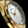 Thumbnail Image 6 of Ladies' Bulova Surveyor White Mother-of-Pearl and Diamond Accent Watch in Gold-Tone Stainless Steel (Model 97P172)