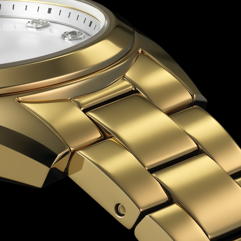 Main Image 7 of Ladies' Bulova Surveyor White Mother-of-Pearl and Diamond Accent Watch in Gold-Tone Stainless Steel (Model 97P172)