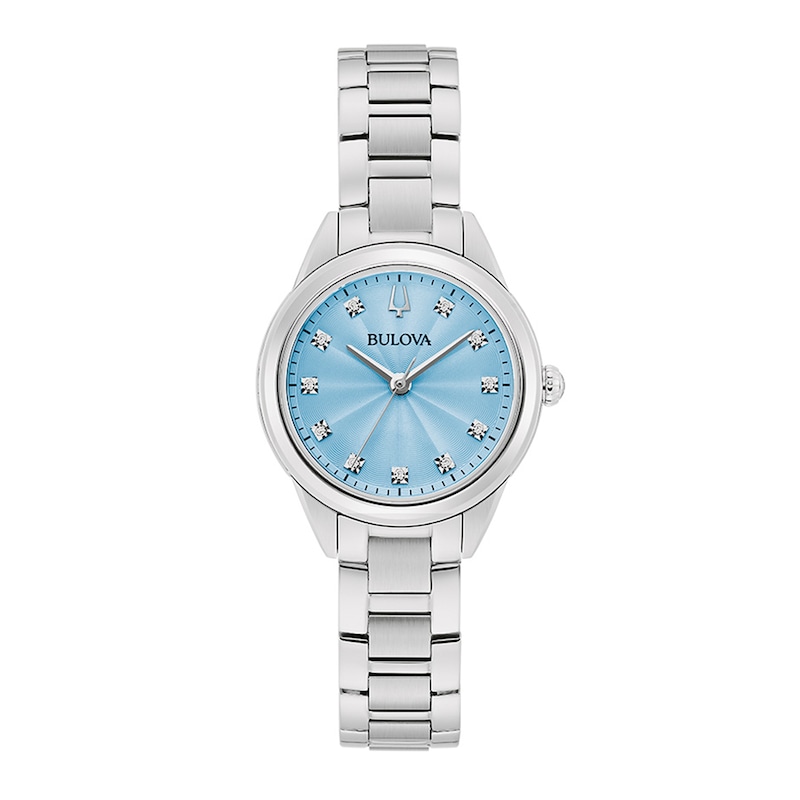 Ladies' Bulova Sutton Blue Dial and Diamond Accent Watch in Stainless Steel (Model 96P250)