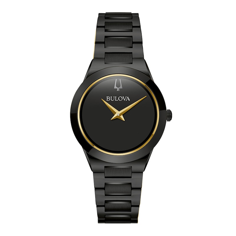 Main Image 1 of Ladies' Bulova Modern Black Dial Watch in Black Ion-Plated Stainless Steel (Model 98L314)
