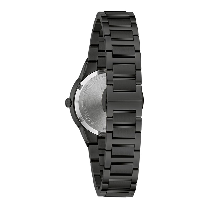 Main Image 3 of Ladies' Bulova Modern Black Dial Watch in Black Ion-Plated Stainless Steel (Model 98L314)