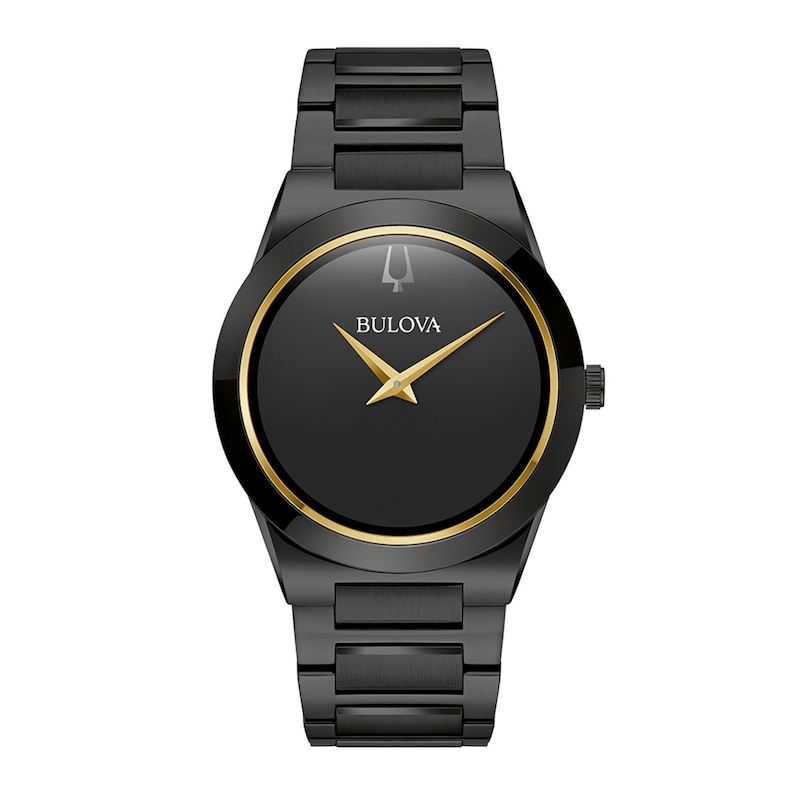 Men's Bulova Modern Black Dial Watch in Black Ion-Plated Stainless Steel (Model 98A313)|Peoples Jewellers