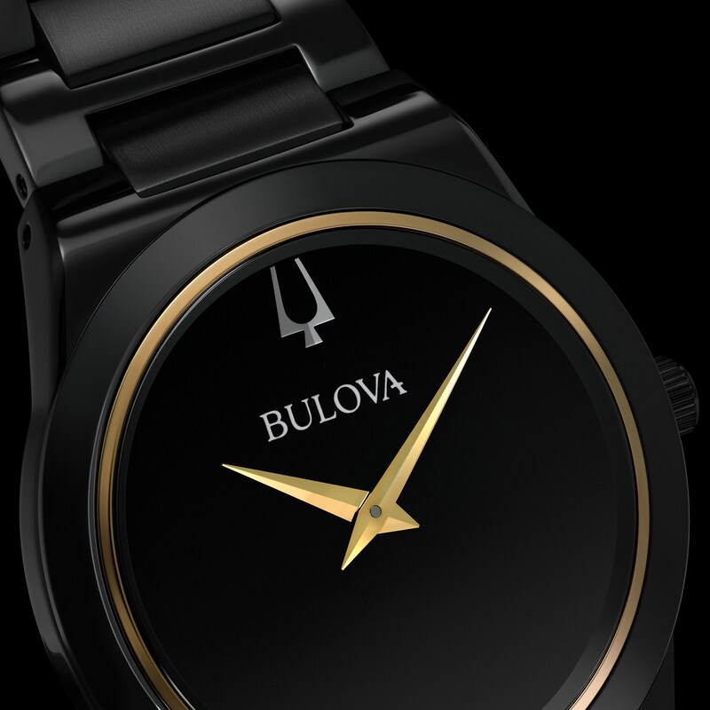 Main Image 6 of Men's Bulova Modern Black Dial Watch in Black Ion-Plated Stainless Steel (Model 98A313)
