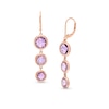 Thumbnail Image 0 of Amethyst and Pink Lab-Created Sapphire Drop Earrings in 10K Rose Gold