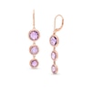 Thumbnail Image 1 of Amethyst and Pink Lab-Created Sapphire Drop Earrings in 10K Rose Gold