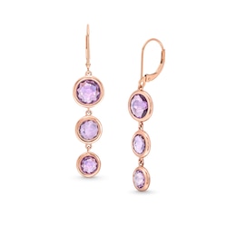 Amethyst and Pink Lab-Created Sapphire Drop Earrings in 10K Rose Gold