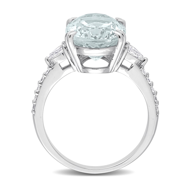 Main Image 5 of Oval Aquamarine and 0.41 CT. T.W. Diamond Ring in 14K White Gold