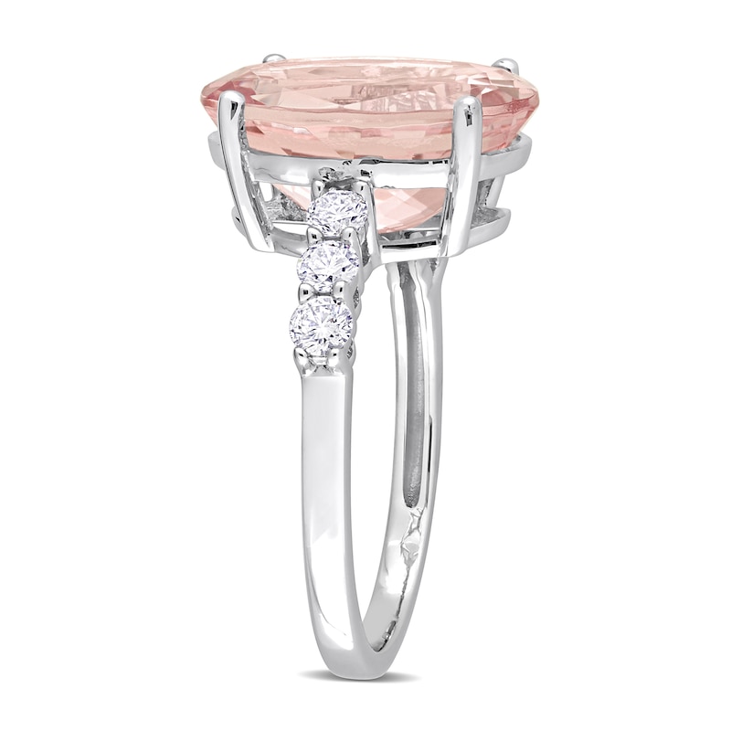 Main Image 3 of Oval Morganite and 0.42 CT. T.W. Diamond Ring in 14K White Gold