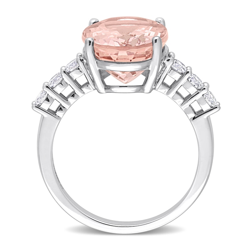 Main Image 5 of Oval Morganite and 0.42 CT. T.W. Diamond Ring in 14K White Gold