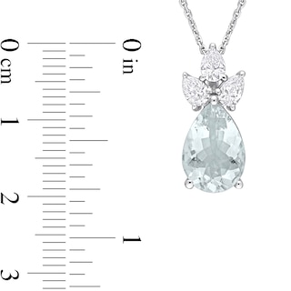 Pear-Shaped Aquamarine and 0.54 CT. T.W. Diamond Pendant in 14K White Gold – 18”