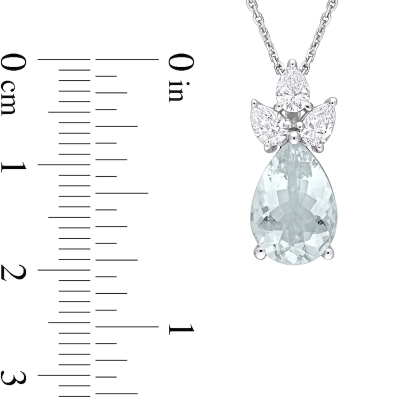 Pear-Shaped Aquamarine and 0.54 CT. T.W. Diamond Pendant in 14K White Gold – 18”