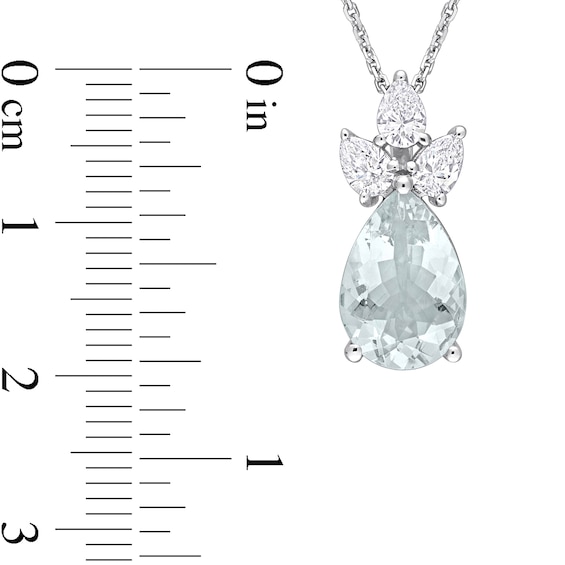 Pear-Shaped Aquamarine and 0.54 CT. T.W. Diamond Pendant in 14K White Gold – 18”