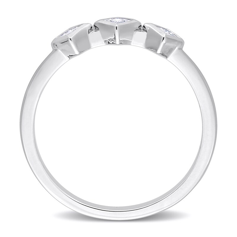 Main Image 5 of 0.24 CT. T.W. Princess-Cut Diamond Tilted Three-Stone Ring