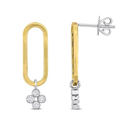 0.28 CT T.W. Diamond Paperclip Drop Earrings in 14K Two-Tone Gold