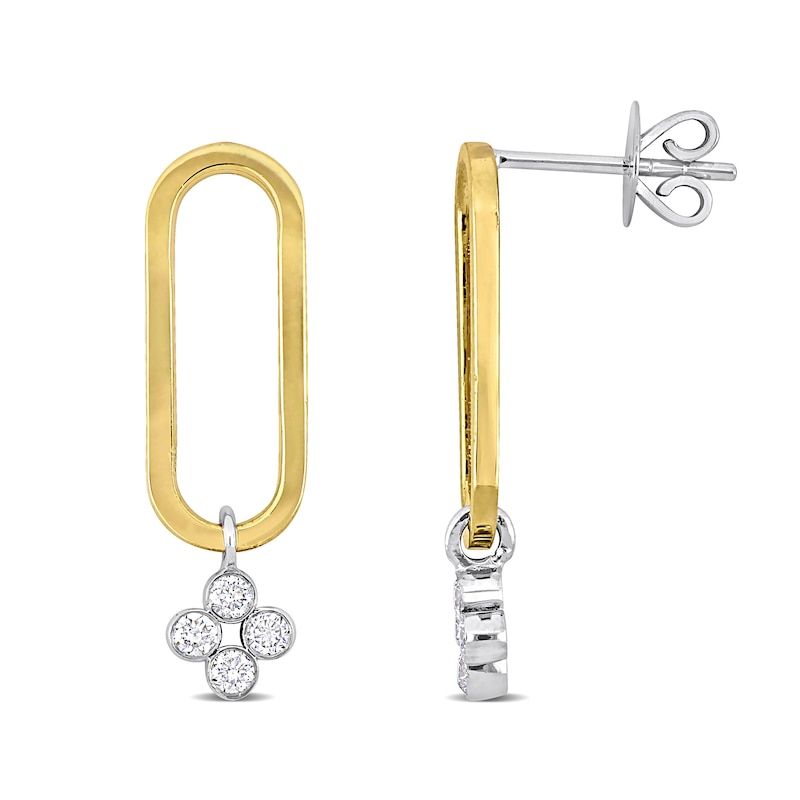 Main Image 1 of 0.28 CT T.W. Diamond Paperclip Drop Earrings in 14K Two-Tone Gold