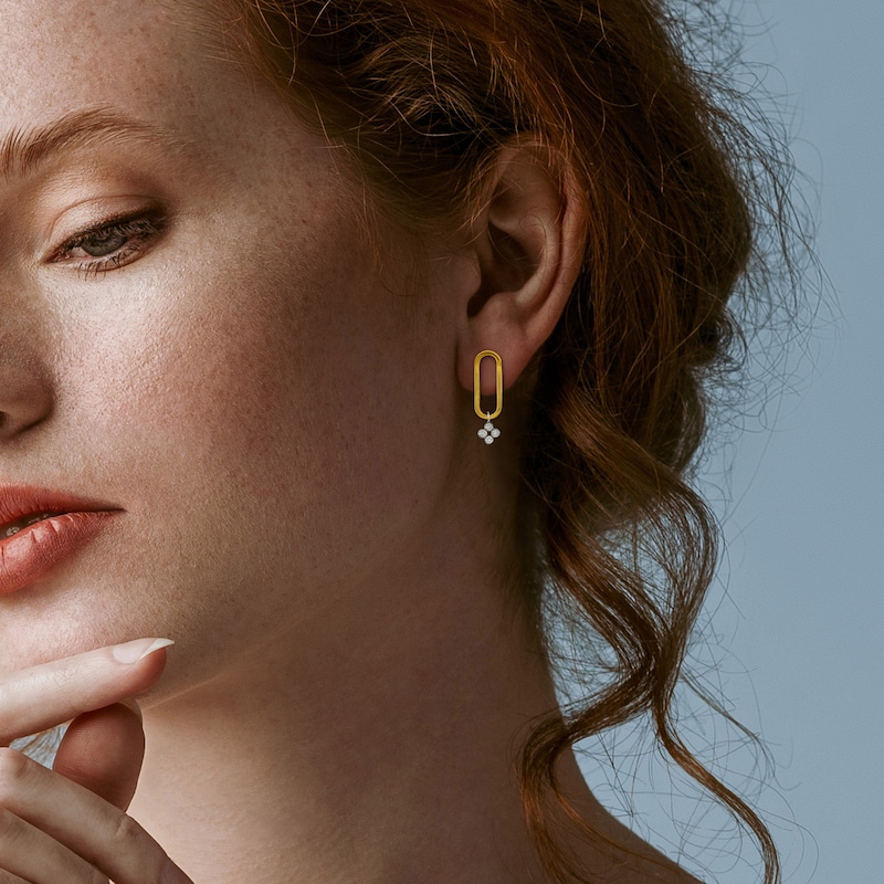 Main Image 2 of 0.28 CT T.W. Diamond Paperclip Drop Earrings in 14K Two-Tone Gold
