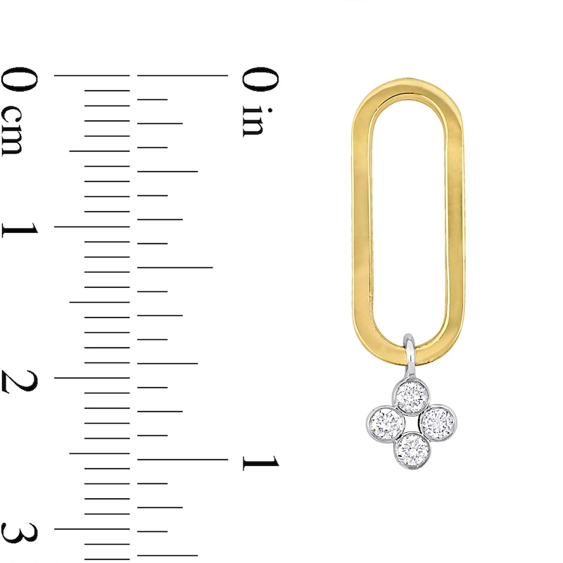 Main Image 3 of 0.28 CT T.W. Diamond Paperclip Drop Earrings in 14K Two-Tone Gold