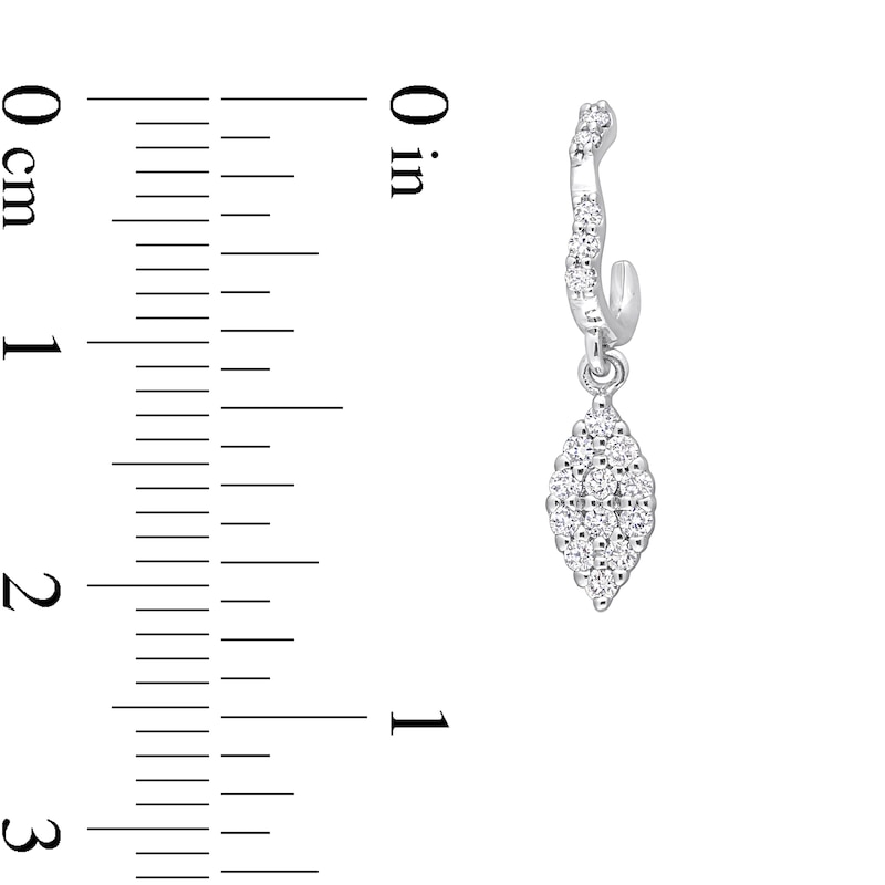 0.37 CT. T.W. Multi-Diamond J-Hoop Dangle Earrings in 14K White Gold