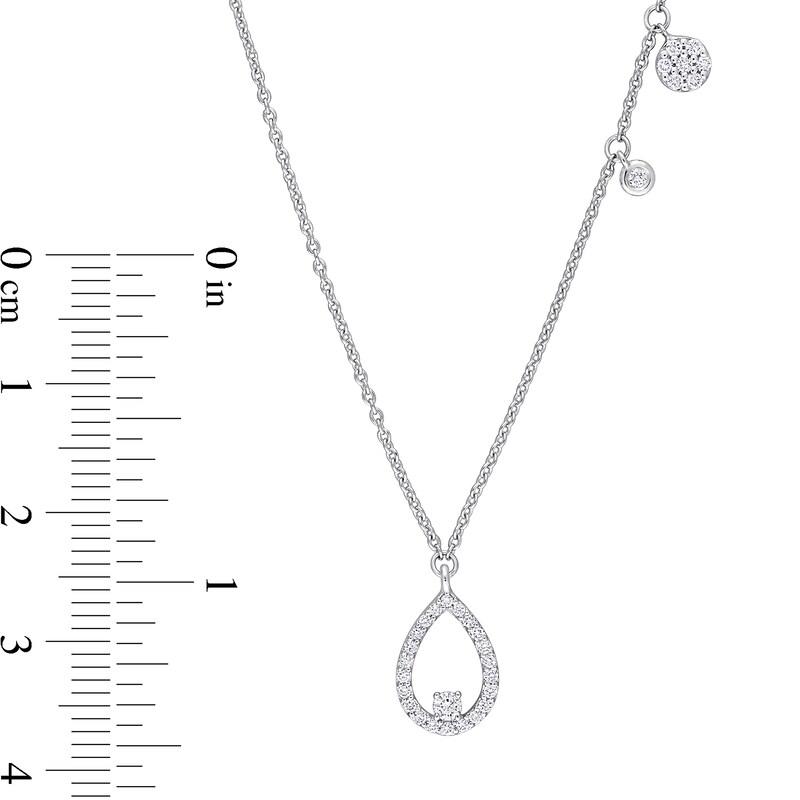 0.25 CT. T.W. Diamond Open Pear-Shaped Necklace in 14K White Gold