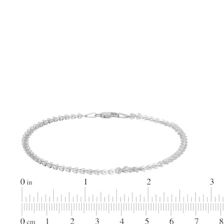 2.5mm Fold-Over Heart Link Bracelet in Solid 10K White Gold - 7.25"