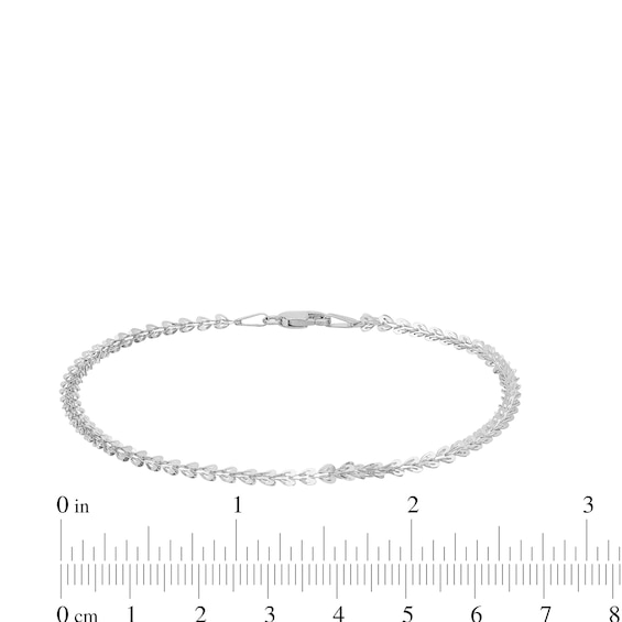 2.5mm Fold-Over Heart Link Bracelet in Solid 10K White Gold - 7.25"