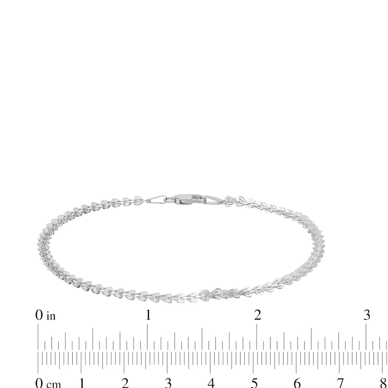 2.5mm Fold-Over Heart Link Bracelet in Solid 10K White Gold - 7.25"