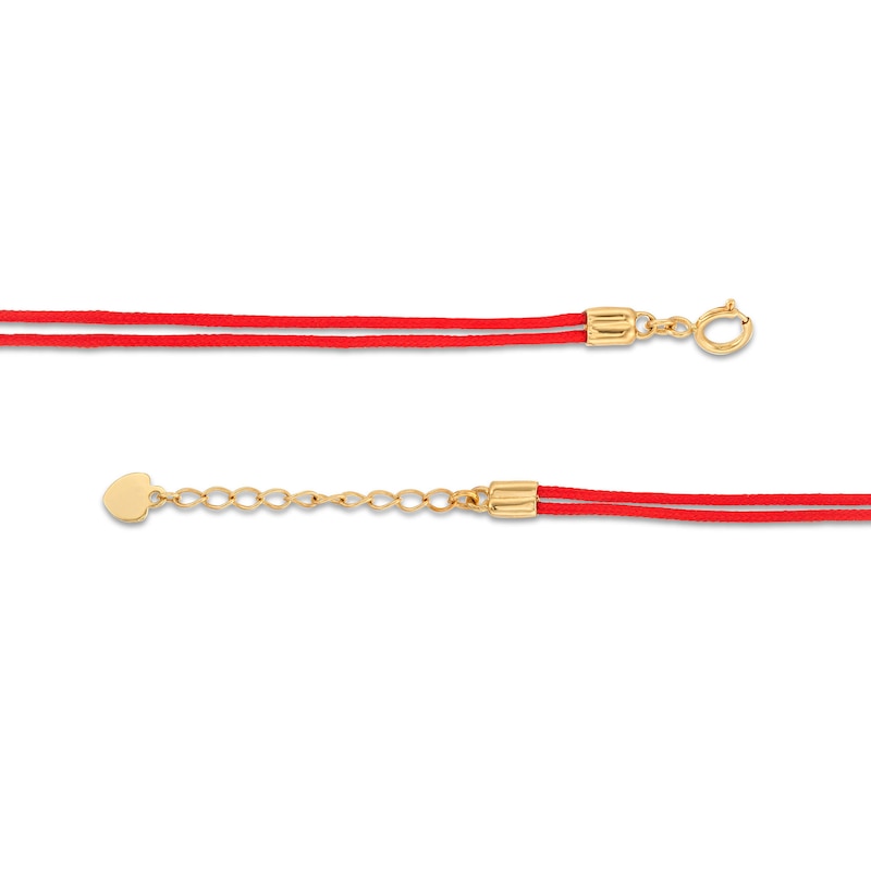 Red Nylon Strand with Triple Circle Adjustable Bracelet in 14K Gold - 7.5"|Peoples Jewellers