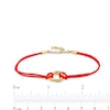Thumbnail Image 4 of Red Nylon Strand with Triple Circle Adjustable Bracelet in 14K Gold - 7.5"