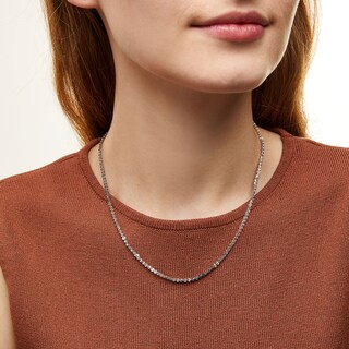 2.5mm Fold-Over Heart Link Necklace in Solid 10K White Gold - 18"