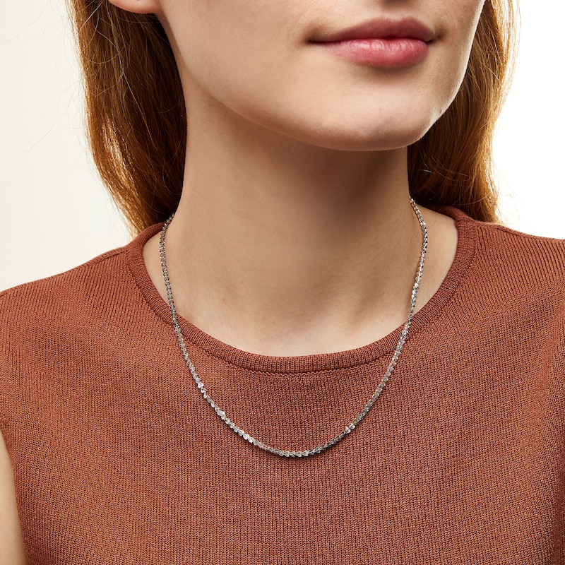 2.5mm Fold-Over Heart Link Necklace in Solid 10K White Gold - 18"